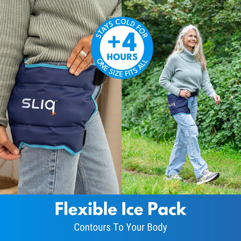 Sliq 7 Pcs Hip Kit for Seniors, Total Recovery Replacement Supplies After Surgery, Hip Replacement Kit After Surgery with Ice Pack, Grabber Tool, Leg Lifter, Sock Aid, Waterproof Bandages