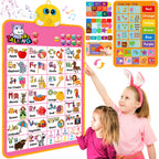 Interactive Alphabet Wall Chart, Talking ABC, 123s, Music Poster, Kids Learning Toys for Toddlers 1-3, Electronic Educational Toddler Toy, Educational Gift for Age 1 2 3 4 5 Year Old Girls Boys - Pink