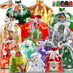 Koncci 32Pcs Drawstring Christmas Bags, Assorted Sizes Large Medium Small