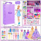91pcs 11.5 Inch Girl Doll with Clothes, Accessories and Closet - Princess Gowns, Fashion Dresses, Outfits, Swimsuits, Shoes, Hangers - Dress Up Toys for Girls, Kids, Toddlers (Doll Included)