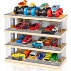 Storage Display Garage Compatible with Hot Wheels - Toy Car Garage with Lights, Freestanding Display Case, Parking Garage Diorama for 1/64 Scale Diecast Cars with 4 Levels 24 Spots Maximum 40 Cars