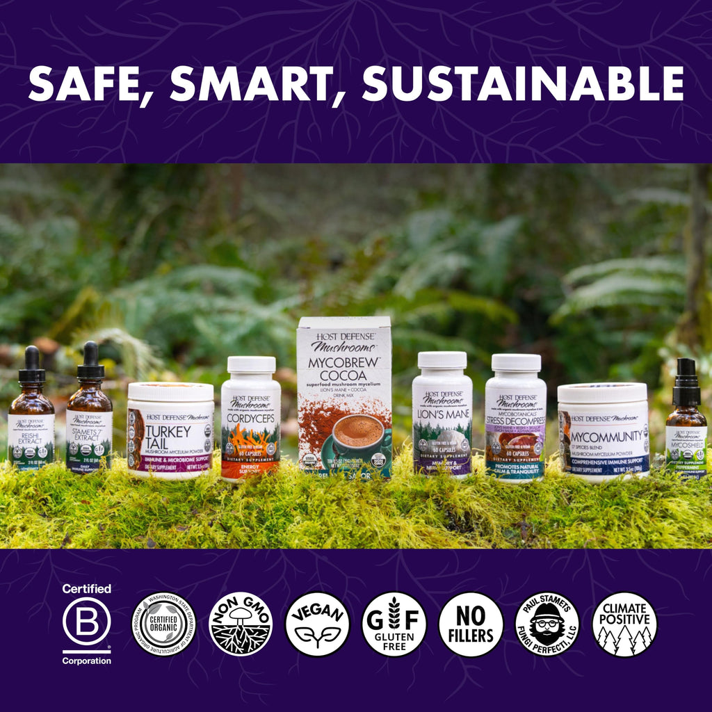 Host Defense Mushrooms Lion's Mane - Supplement Capsules for Brain Health Support - Mushroom Support for Focus & Memory Function - Immune & Nervous System Supplement - 60 Capsules