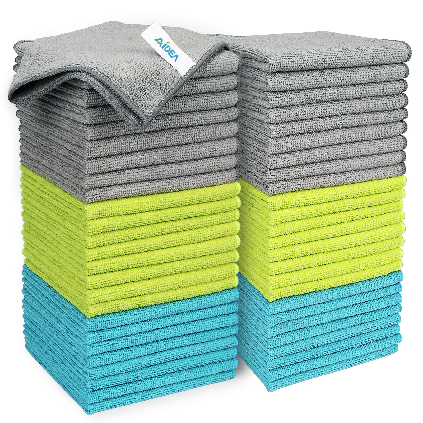 AIDEA Microfiber Cleaning Cloth-50PK, Soft Microfiber Towels for Cars, Absorbent Cleaning Rags, Lint-Free Streak-Free Wash Cloths for House, Kitchen, Window(12in.x12in)