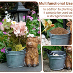 Muzzysse Highland Cow Statues Outdoor Solar Sculptures with Solar Lights and Flowerpot Funny Garden Decor Animal Figurines Resin Outdoor Statues for Patio Yard Lawn Balcony Grandma Mom Gifts
