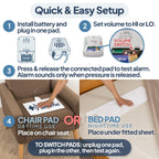 Smart Caregiver® Bed and Chair Exit Alarm System for Fall/Wandering Prevention – Know When They get up! Includes Monitor with 10in x 30in Bed Sensor Pad and 10in x 15in Chair Sensor Pad