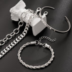Gokeey Chunky S925 Sterling Silver Bracelets for Women Non Tarnish,Dainty Hypoallergenic Sliver Bracelet Stack Layered Cuban Paperclip Twist Link Chain Bracelets for Jewelry Gifts Waterproof