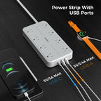 TESSAN Power Strip Surge Protector, 6FT Flat Plug Extension Cord