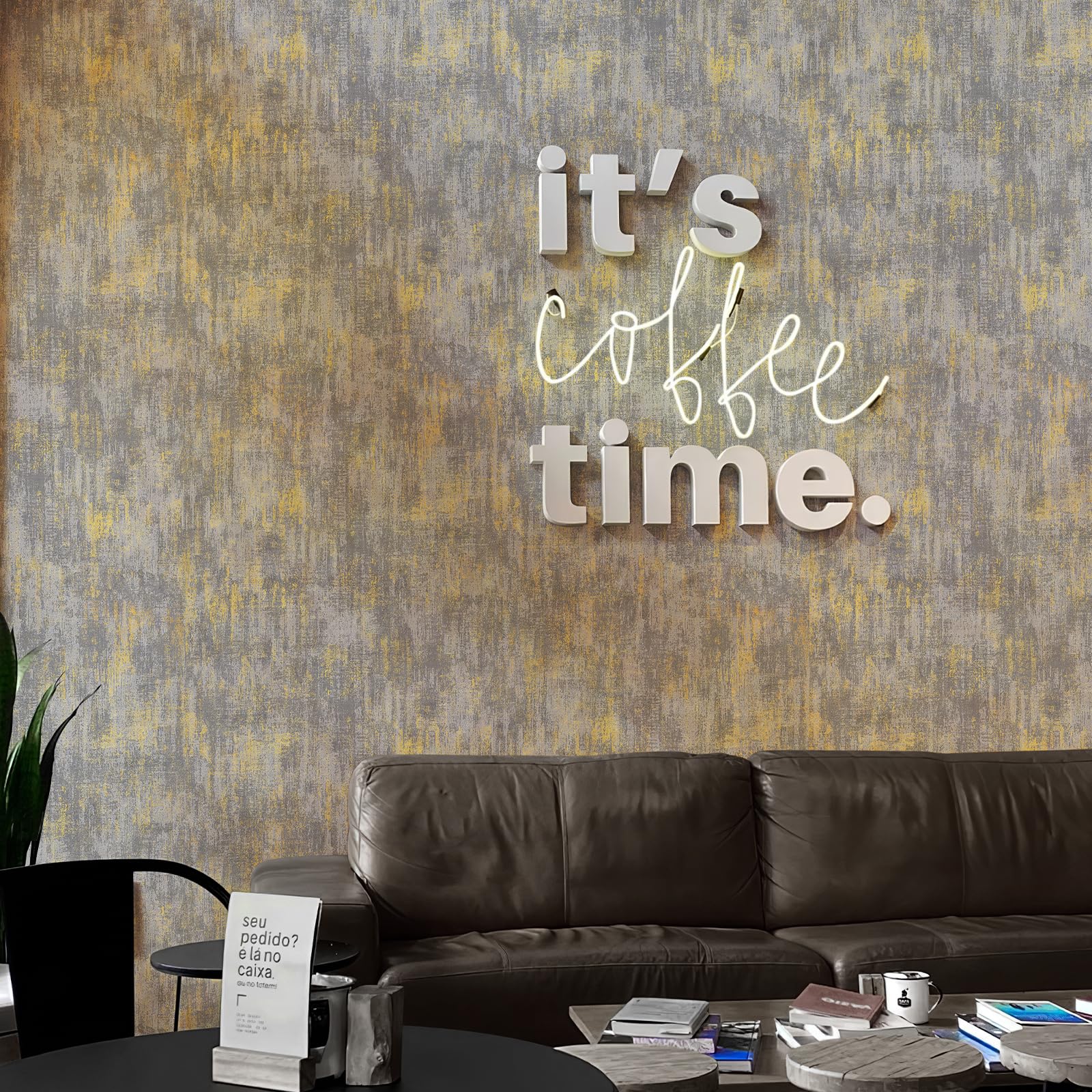 JiffDiff Vintage Metallic Peel and Stick Wallpaper Industrial Metallic Concrete Wall Paper Modern Stick on Wallpaper Self Adhesive Contact Paper(17.3" x 800" Light Gray)