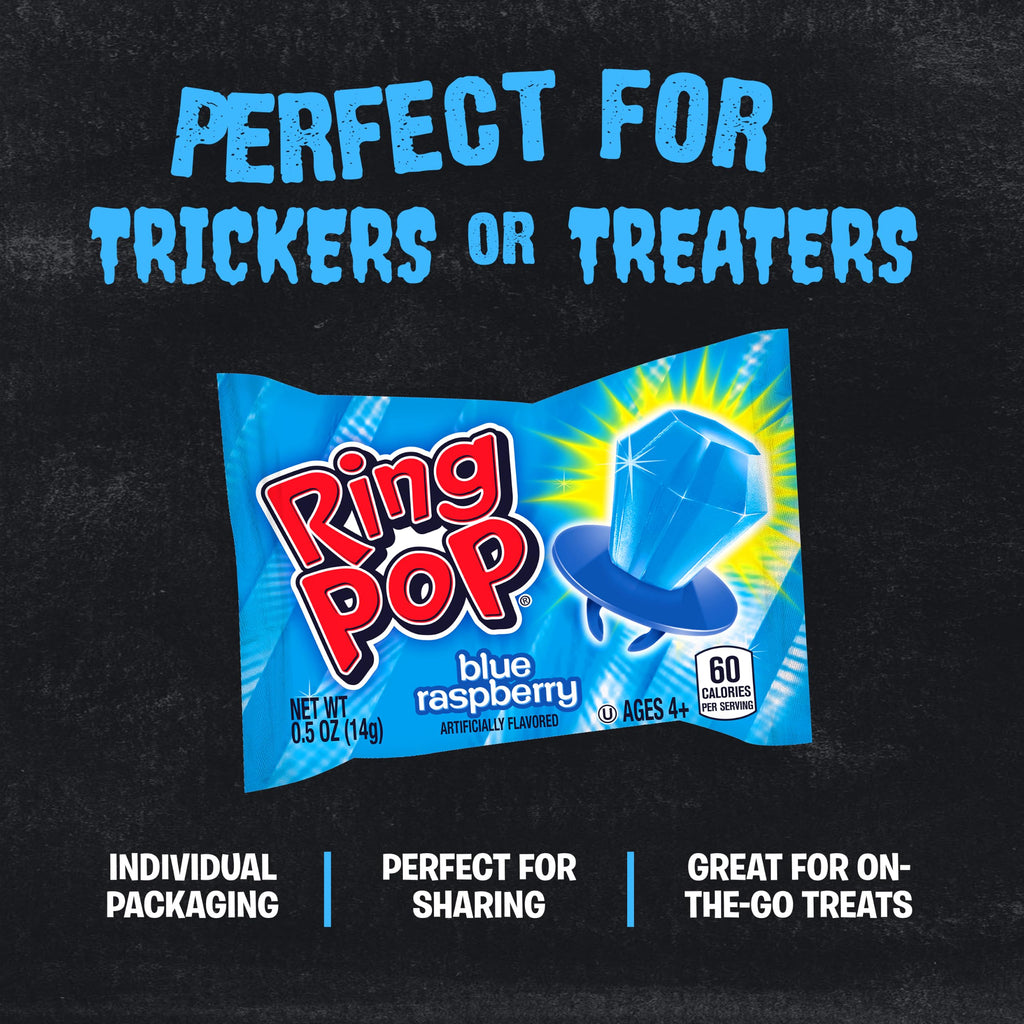 Ring Pop Blue Raspberry Halloween Lollipop, 30 Count, Bulk Party Favors