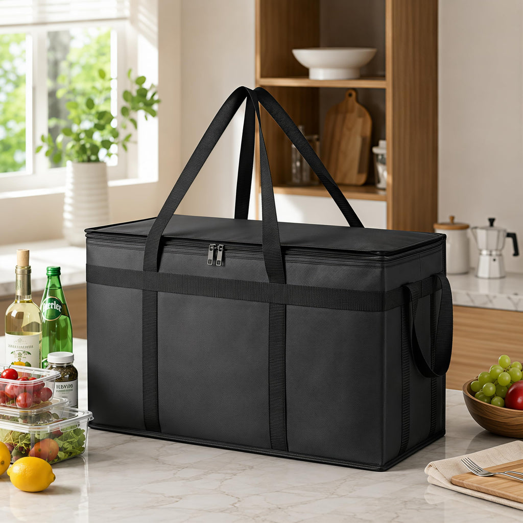 Bodaon Insulated Food Delivery Bag, XXXL Reusable Warming Bag, Black, 1Pk