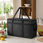 Bodaon Insulated Food Delivery Bag, XXXL Reusable Warming Bag, Black, 1Pk