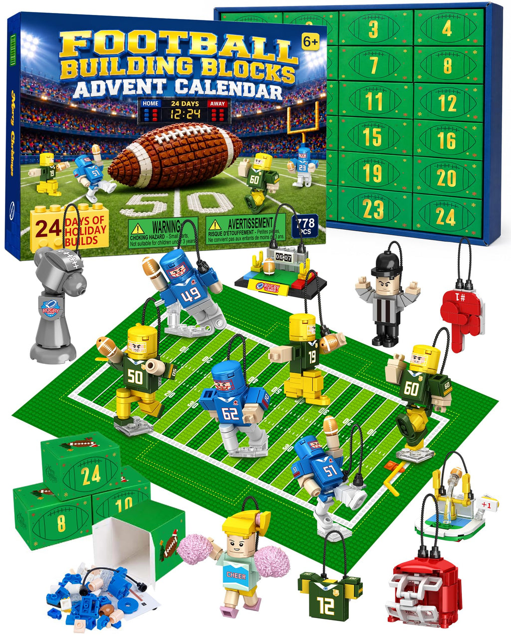 Football Advent Calendar 2026, 24 Days Building Blocks for Kids