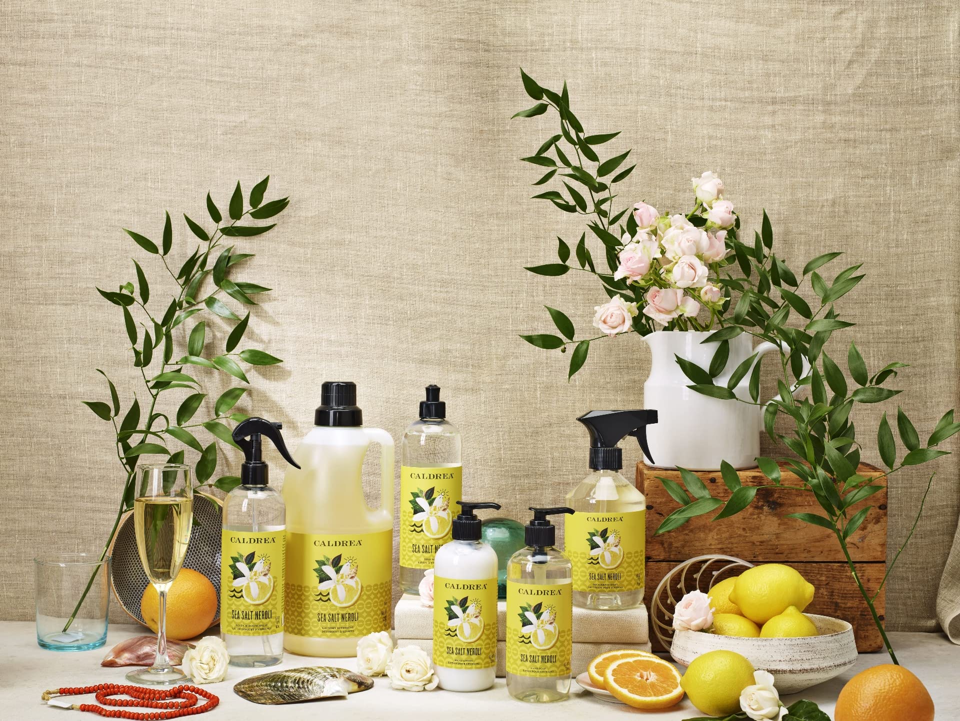 Caldrea Linen & Room Spray Air Freshener, Made with Essential Oils, Plant-Derived & Other Thoughtfully Chosen Ingredients Transparent, Sea Salt Neroli Scent, 16 Fl Oz