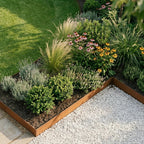 Worth Garden 6 Pack Cor-Ten Steel Landscape Edging w/Rust Patina Finish - 40" L x 8" H Strips - Hammer-in 14-Gauge Metal Corten Edging Border w/ 7 Clips & Gloves - Edge for Lawn Yard (20Ft Total)