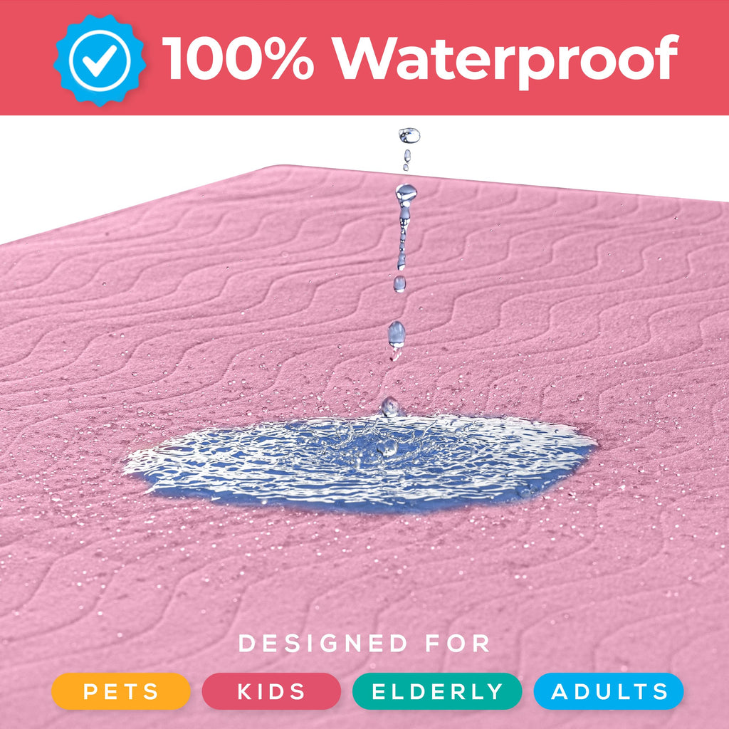 Utopia Bedding Washable Underpads 34" x 36" (Pack of 4), Waterproof Reusable Heavy Absorbency Incontinence Bed Pads for Adults, Kids, Elderly and Pets, Bedwetting Pads for Sofa and Couch (Pink)