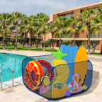 Hahood Pop-up Pool Toy Storage Bin 47 x 47 x 31 Inch Mesh Pool Organizer Bag with 2 Side Pockets for Inflatable Toys, Floats, Beach Balls,Towels and Other Swimming Accessories