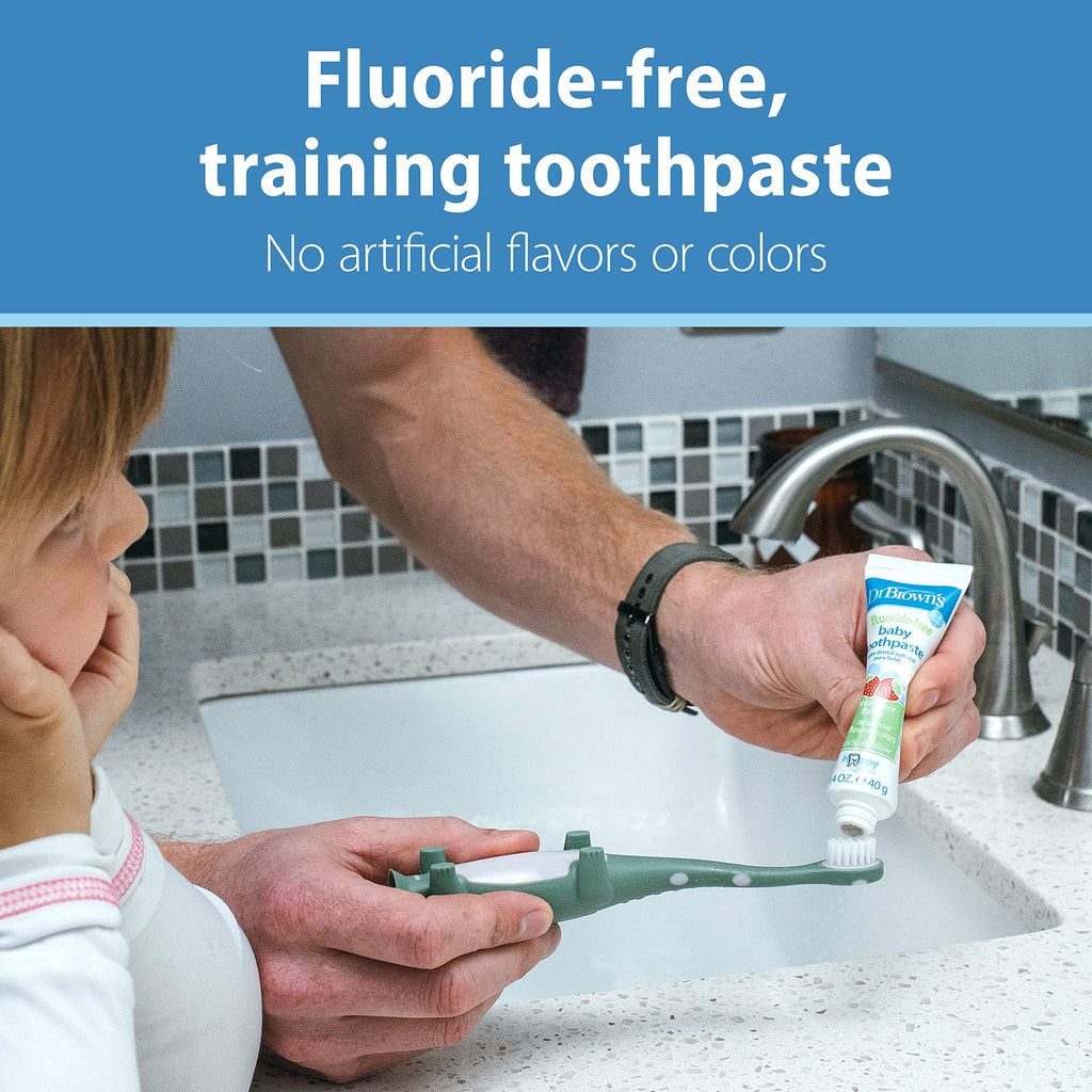Dr. Brown’s Fluoride-Free Baby Toothpaste, Infant & Toddler Oral Care, Strawberry, 1-Pack, 1.4oz/40g, 0-3 Years