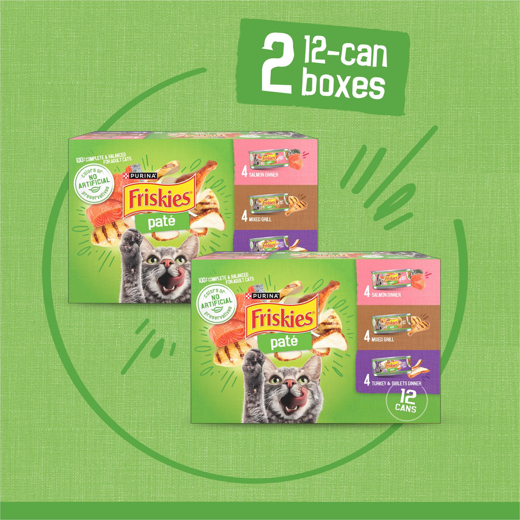 Purina Friskies Wet Cat Food Pate Variety Pack, (24) 5.5 oz Cans