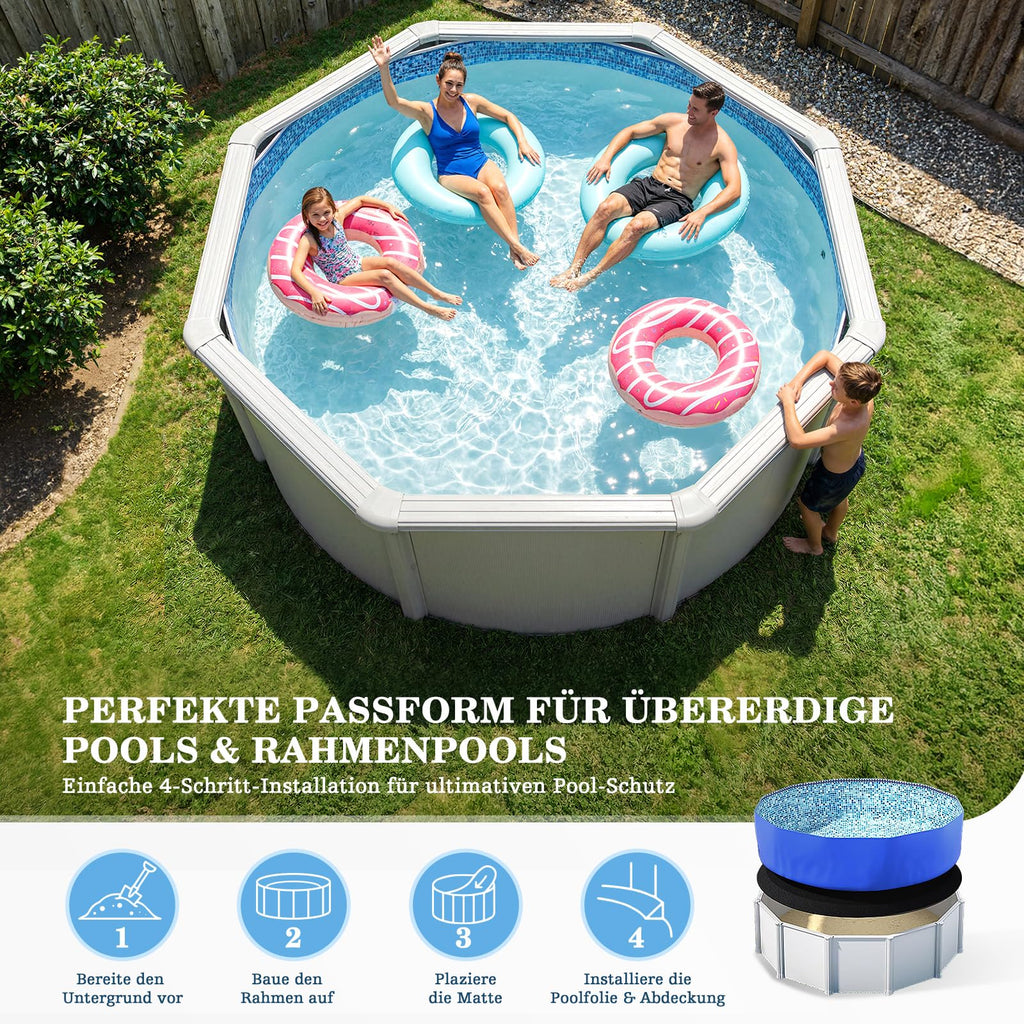 UIRWAY 18FT Round Pool Liner Pad, [2026 New 300G/M² Thicker Heavy Duty] Heavy Duty Puncture Proof Under Pool Mat for Above Ground Swimming Pools, Black Geotextile Pool Underlayment, Extend Liner Life