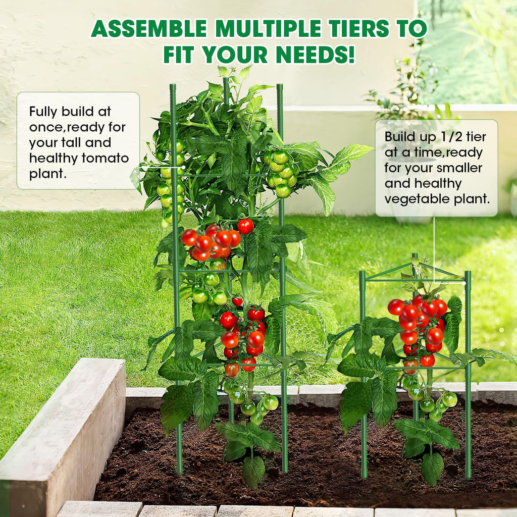 6 Pack Tomato Cages, 51.2in Tomato Plant Support Stakes Heavy-Duty, Garden Tomato Cages & Trellis for Climbing Vegetables, Tomatoes, Peppers, and Potted Plants(6)
