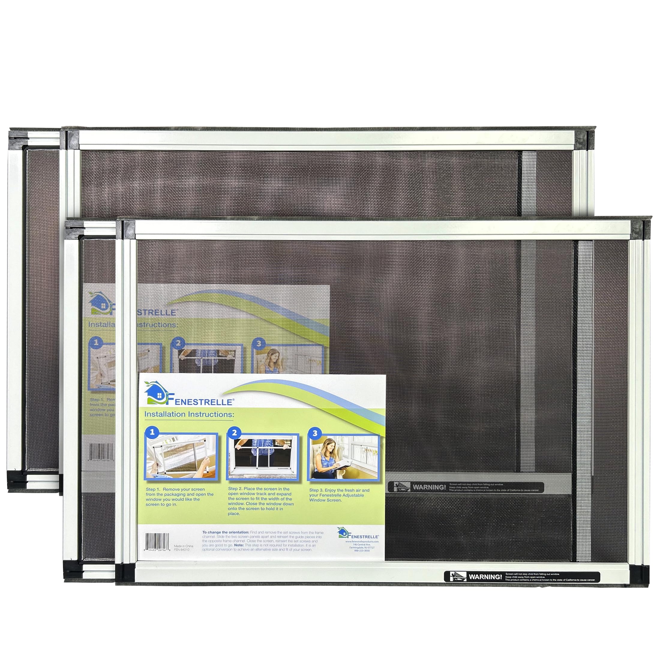 Fenestrelle Expandable Window Screen – 15″ H × 21″–40″ W Horizontal, 2‑Way Adjustable Window Screen with Flame Resistant Fiberglass Mesh, Pack of 2
