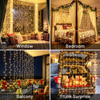 suddus Curtain Lights for Bedroom, 200 Led Hanging String Light Outdoor, Fairy Curtain Lights Indoor for Christmas, Dorm, Wall, Backdrop, Window, Wedding, Party, Birthday Decor, Warm White