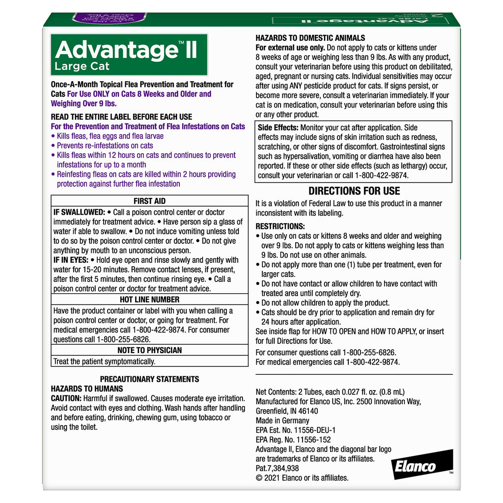Advantage II Large Cat Topical Flea Treatment & Prevention, 2ct
