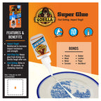 Gorilla Super Glue, All Purpose and Fast Setting, Clear, 20 g