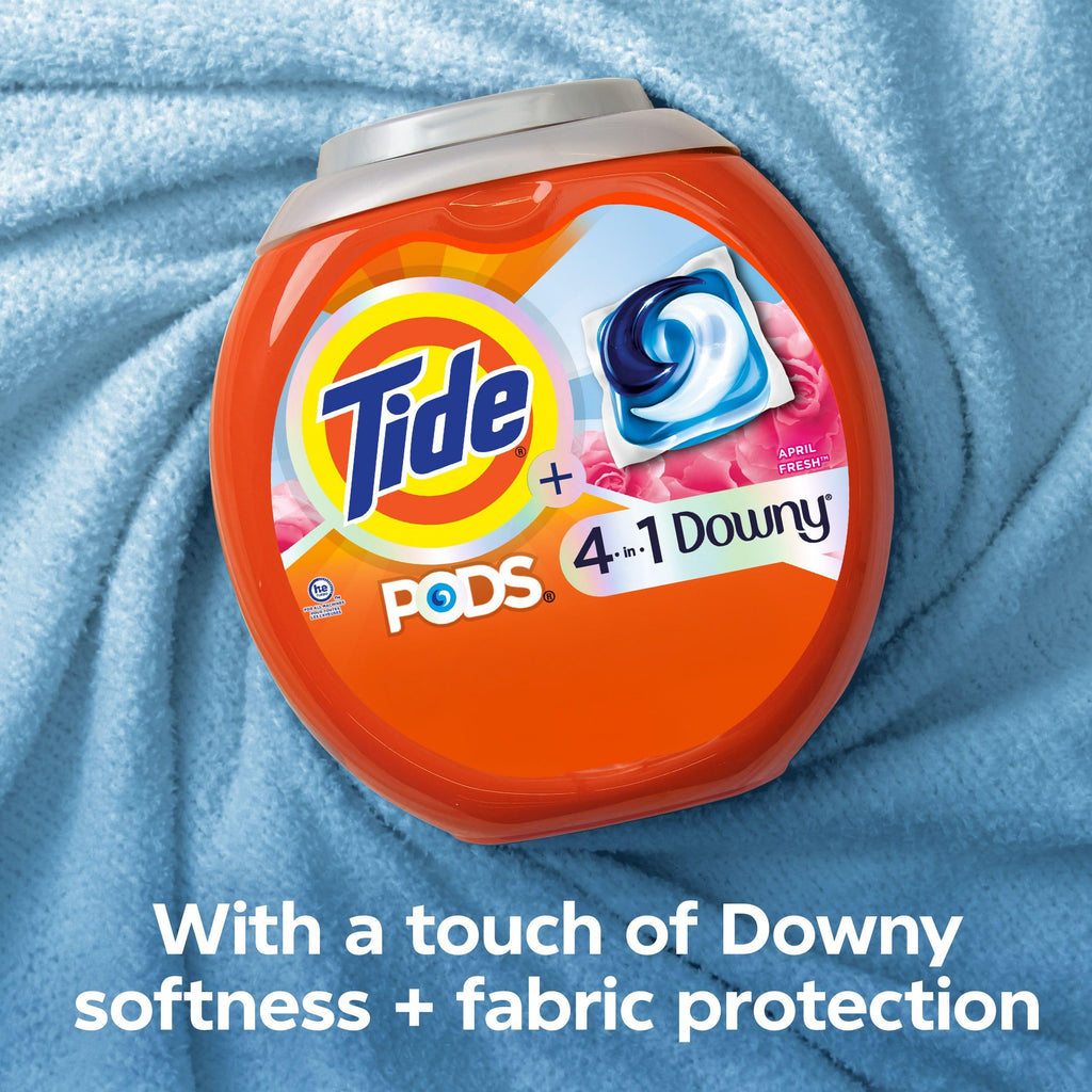 Tide PODS Laundry Detergent Soap with Downy 4-in-1 Stain Remover Freshness Softness Detergent pacs, April Fresh Scent, 85 Count