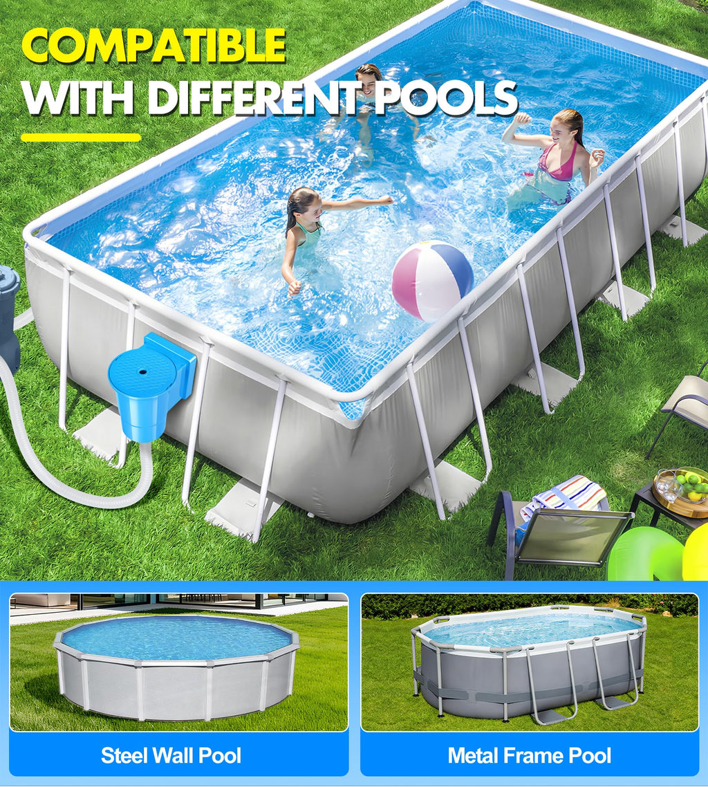 BluSwim Standard Pool Wall Skimmer for Above Ground Pools, Heavy Duty ABS Through Wall Pool Skimmers with Return Jet & Vacuum Plate, Thru-wall Skimmer Kit Compatible with All Width 6 '' Openings