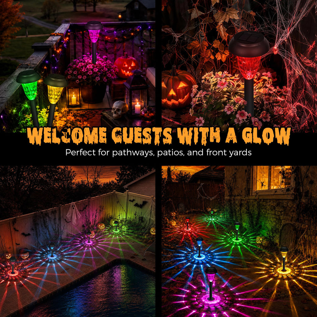 TISEJOY Solar Lights Outdoor Waterproof for Pathway, 12 Pack Color Changing