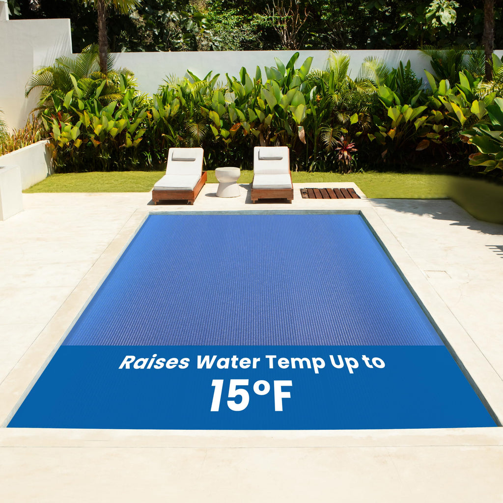 Sun2Solar Solar Pool Cover 16 Mil | 15 x 30 Ft Blue Solar Blanket | Rectangle Swimming Pool Cover | Water Conservation & Debris Protection