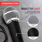 Pyle Microphone - Professional Dynamic Vocal Microphones, with ON/OFF Switch, Dynamic Cardioid, Handheld Mic for Singing, w/ 4.5 m – XLR Audio Cable, Compatible for Karaoke-Speaker-Speech-Amp-Mixer