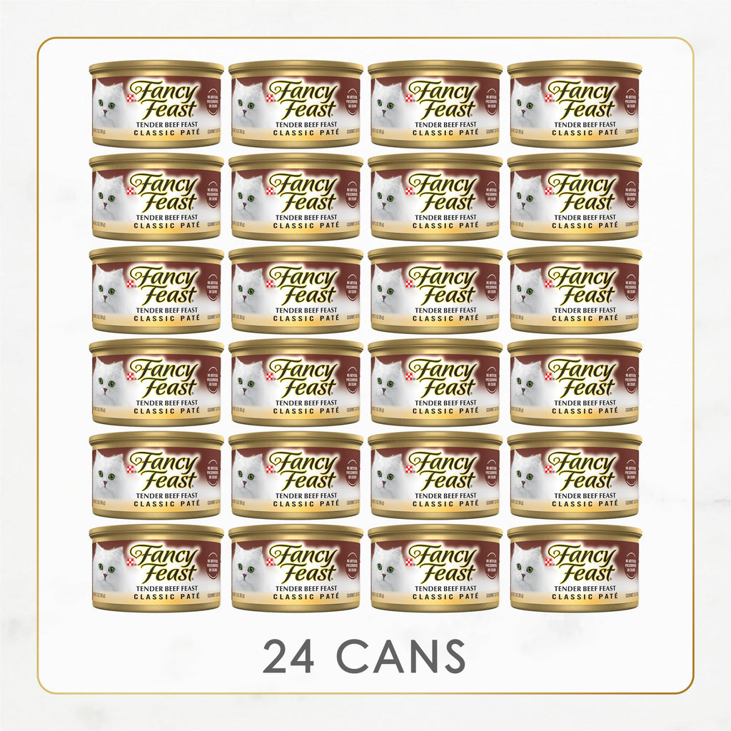 Fancy Feast Tender Beef Feast Classic Grain Free Wet Cat Food Pate