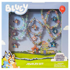 LUV HER Bluey Girl's Jewelry Set - Dress up 9 Piece Toy Jewelry Box Set with Bead Necklace, Bracelet and Ring - Play Accessories - Ages 3+