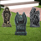 JOYIN 17” Halloween Decorations Outdoor Tombstones, 5 Pack Halloween Foam Graveyard Headstone Decorations with 12 Bonus Metal Stakes for Yard Lawn Outside Decor