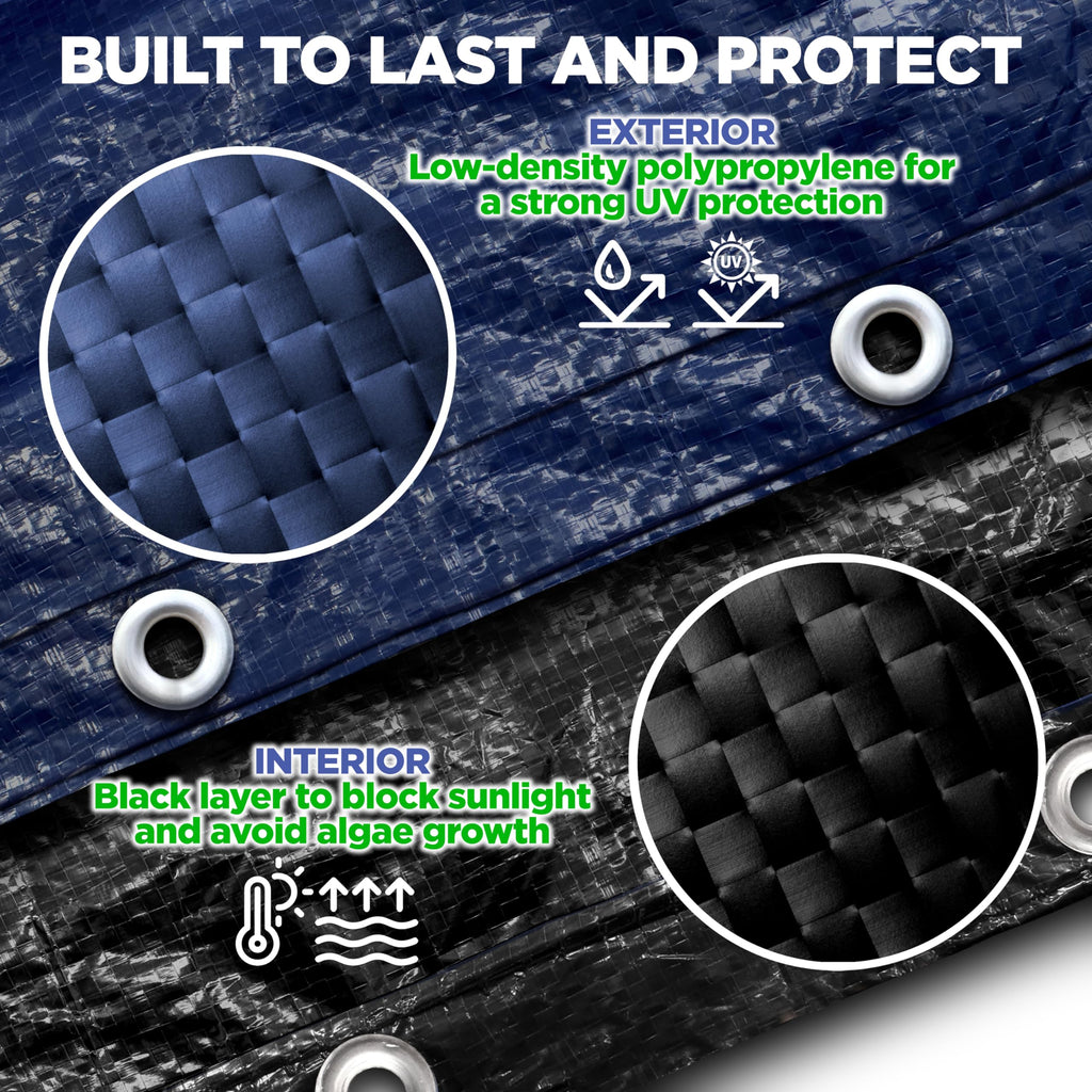 21 ft Round Pool Cover for Above Ground Pools, Above Ground Cover for Winter, Keeps Out Debris, Cold and UV Resistant, Supreme Mesh, Navy Blue