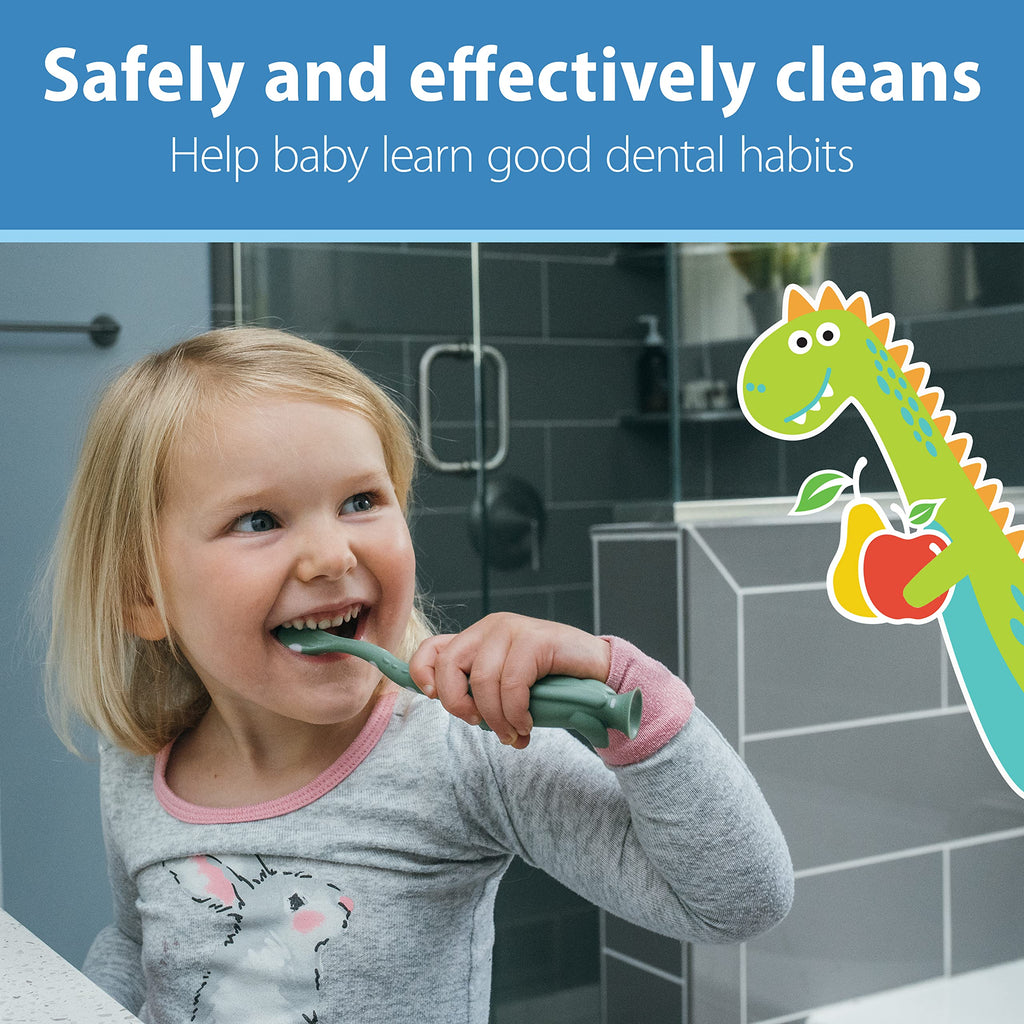 Dr. Brown's Baby and Toddler Toothbrush Set, Otter with Apple Pear Flavor Toothpaste