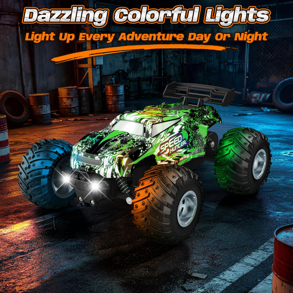 Remote Control Car All-Terrain 1:18 Rc Car with LED Lights 2 Batteries
