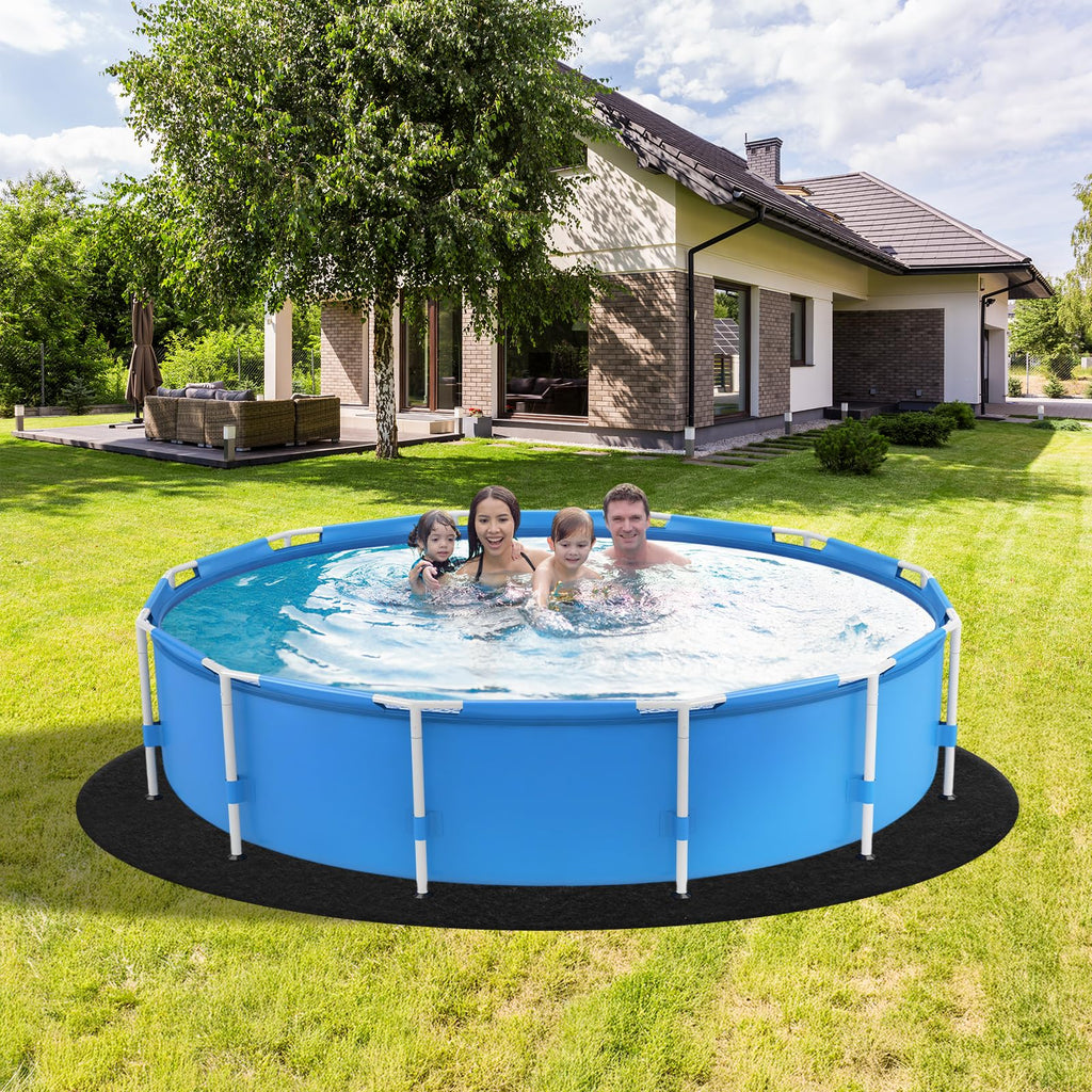 VINGLI 12 FT Pool Pad for Above Ground Pool, Upgraded Extra Thick Swimming Pool Liner Pad 12 FT Round, Prevent Punctures Weed Barrier, Under Pool Mat Pool Protection, Black