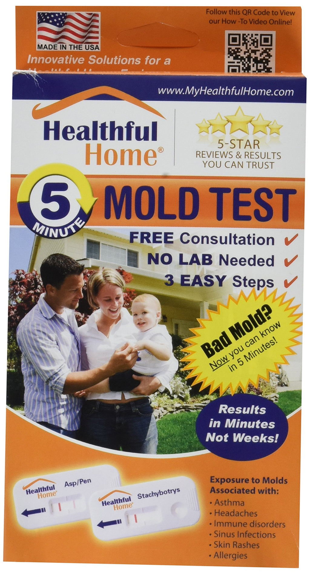 Healthful Home 5-Minute Mold Test Kit - Easy At-Home Mold Detection for Aspergillus/Penicillium & Stachybotrys, DIY Testing for Indoor Air & Moist Areas, No Lab Required, Includes Expert Consultation