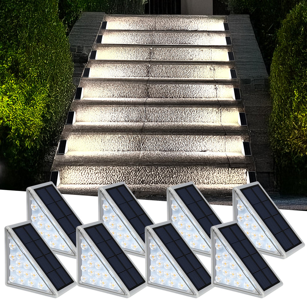 AUDLES LED Solar Step Lights Waterproof Outdoor Stair Lights, Solar Deck Lights Outdoor Decor IP67 Solar Lights for Yard, Patio, Garden, Walkways, Front Door, Pathway, Driveway (8)