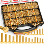 Twidec/1505PCS Metric Bolt Assortment M4/M5/M6/M8 Length from 12-40mm Grade 8.8 Hex Head Nuts and Bolts Assortment Kit,Heavy Duty Bolts and Nuts Kit, Flat & Spring Lock Washer Gold Zinc Plating
