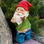 Mood Lab Garden Gnome - Pants Down Gnome with Middle Finger - 9.3 Inch Tall Outdoor or Indoor Decor