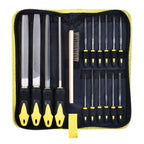 kapoua Metal File Set, Large Flat File/Half-Round File/Triangle File/Round File and 12 pcs Needle Files with Storage Bag and Steel Brush for Woodwork, Metal, Leather and Plastic
