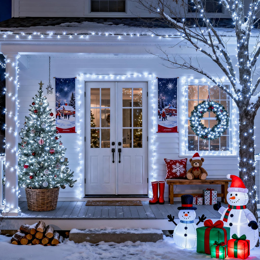 JMEXSUSS 66ft 200 LED White Christmas String Lights Indoor Outdoor Plug in