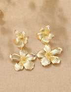 Mameloly Flower Statement Earrings for Women 14K Gold Plated Drop Dangle