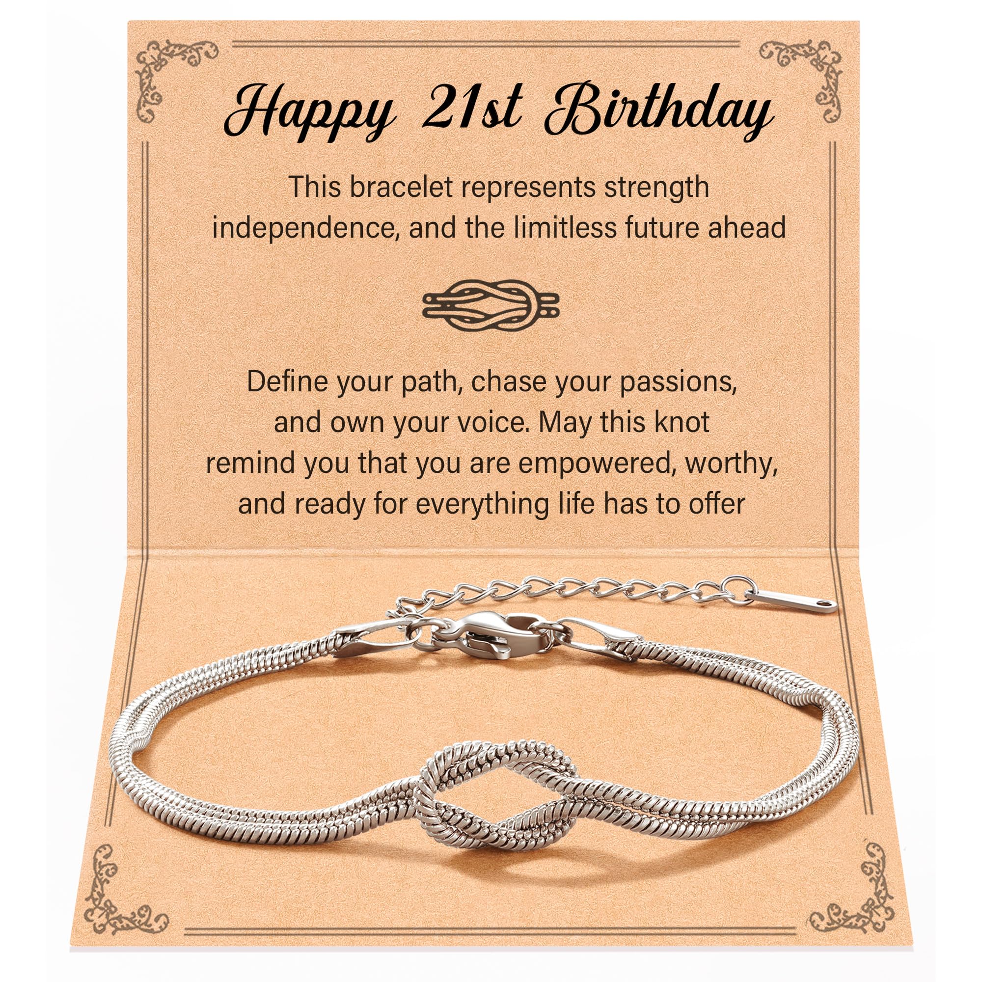 Tarsus 21st Birthday Gifts Decorations for Her Love Knot Bracelet