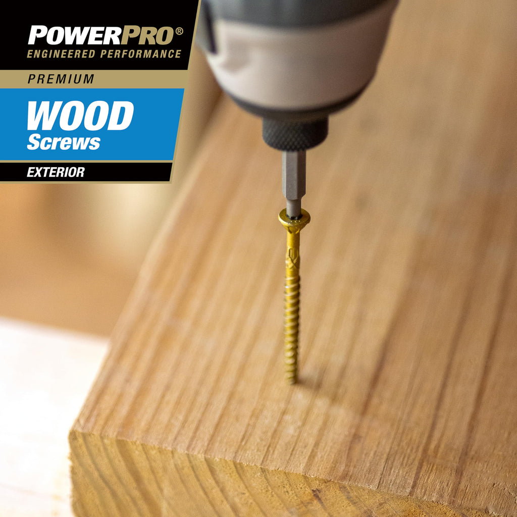 Power Pro Premium Exterior Wood Screws, #10 x 3-1/2" Inch All-Purpose Deck Screws for Outdoor Projects, T-25 Star Bit Included, Bronze, 1000 Pieces | 967781V4