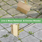 Juxifyron Crack Weeder, Moss Remover Tool, Manual Crevice Weeding Tool, Weed Puller Tool with 67-inch Long Handle for Deck, Paver, Patio, Walkway, Driveway - 2 Brush Heads 2026V